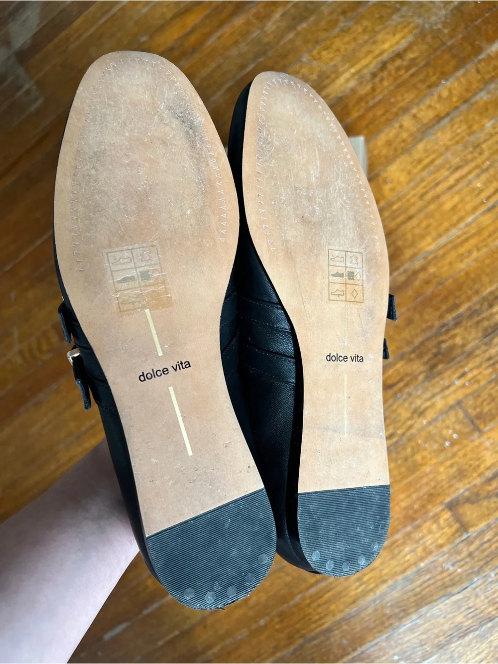 Dolce Vita Baylee Mary Jane Flats in Black Leather